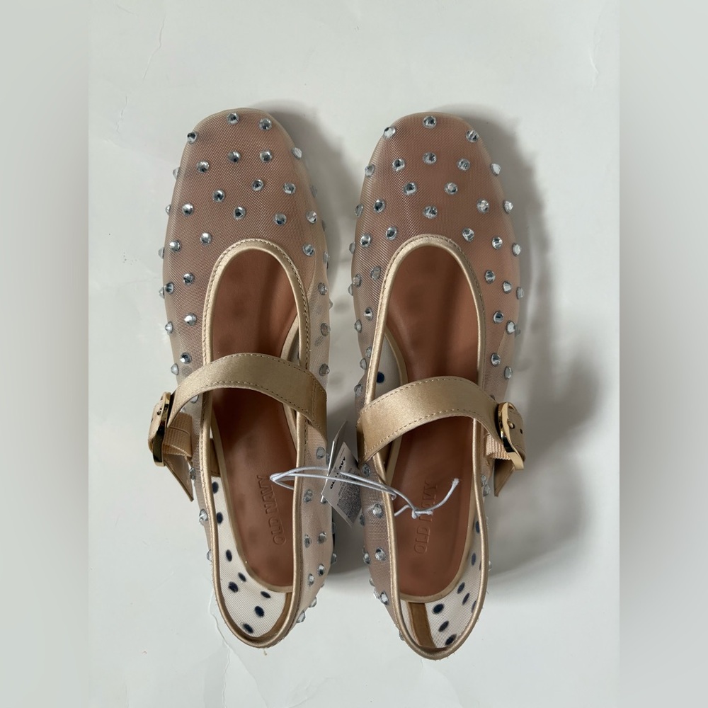 Old navy mesh embellished ballerina Mary Jane Flats woman sz 6 - Picture 2 of 8